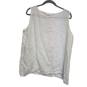 Bryn Walker Linen Tank Top Made in USA Cream Lightweight Sleeveless Women's